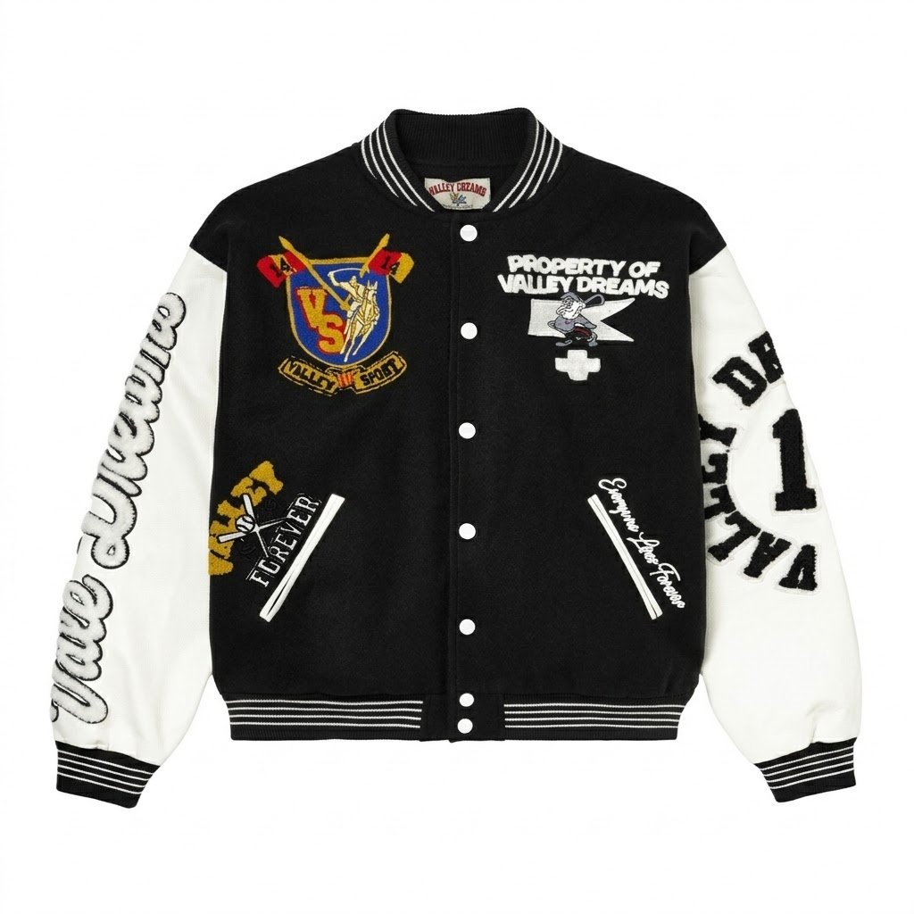 Valley Alumni Black Varsity Jacket Valley Alumni Black Varsity Jacket