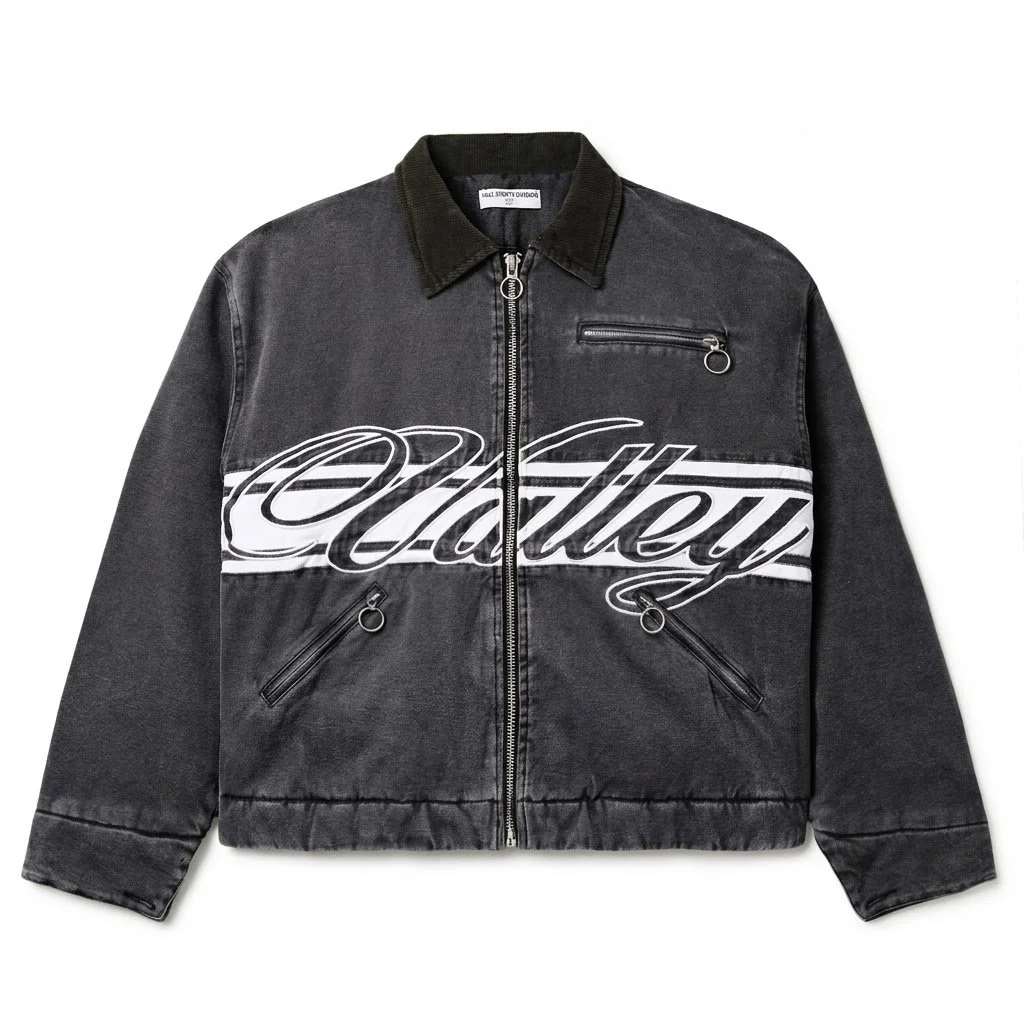 Valley Black Cursive Trucker Jacket